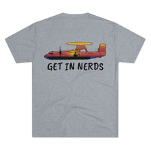 Load image into Gallery viewer, E-2 Sunset Theme - "Get In Nerds" Men's Tri-Blend Crew Tee