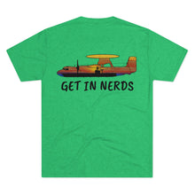 Load image into Gallery viewer, E-2 Sunset Theme - "Get In Nerds" Men's Tri-Blend Crew Tee