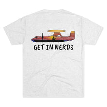 Load image into Gallery viewer, E-2 Sunset Theme - "Get In Nerds" Men's Tri-Blend Crew Tee