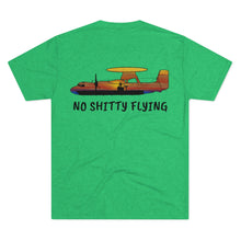 Load image into Gallery viewer, E-2 Sunset Theme - "No Shitty Flying" Men's Tri-Blend Crew Tee