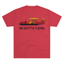 Load image into Gallery viewer, E-2 Sunset Theme - "No Shitty Flying" Men's Tri-Blend Crew Tee