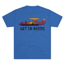 Load image into Gallery viewer, E-2 Sunset Theme - "Get In Nerds" Men's Tri-Blend Crew Tee