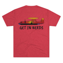 Load image into Gallery viewer, E-2 Sunset Theme - "Get In Nerds" Men's Tri-Blend Crew Tee