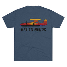 Load image into Gallery viewer, E-2 Sunset Theme - "Get In Nerds" Men's Tri-Blend Crew Tee