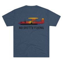 Load image into Gallery viewer, E-2 Sunset Theme - "No Shitty Flying" Men's Tri-Blend Crew Tee