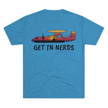 Load image into Gallery viewer, E-2 Sunset Theme - "Get In Nerds" Men's Tri-Blend Crew Tee