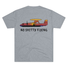 Load image into Gallery viewer, E-2 Sunset Theme - "No Shitty Flying" Men's Tri-Blend Crew Tee