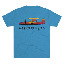 Load image into Gallery viewer, E-2 Sunset Theme - "No Shitty Flying" Men's Tri-Blend Crew Tee