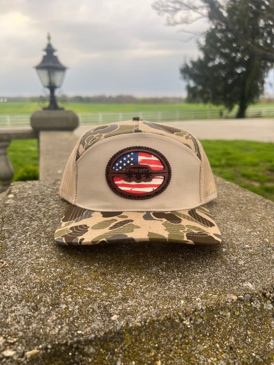 E-2 Hawkeye Leather American Flag Hat
