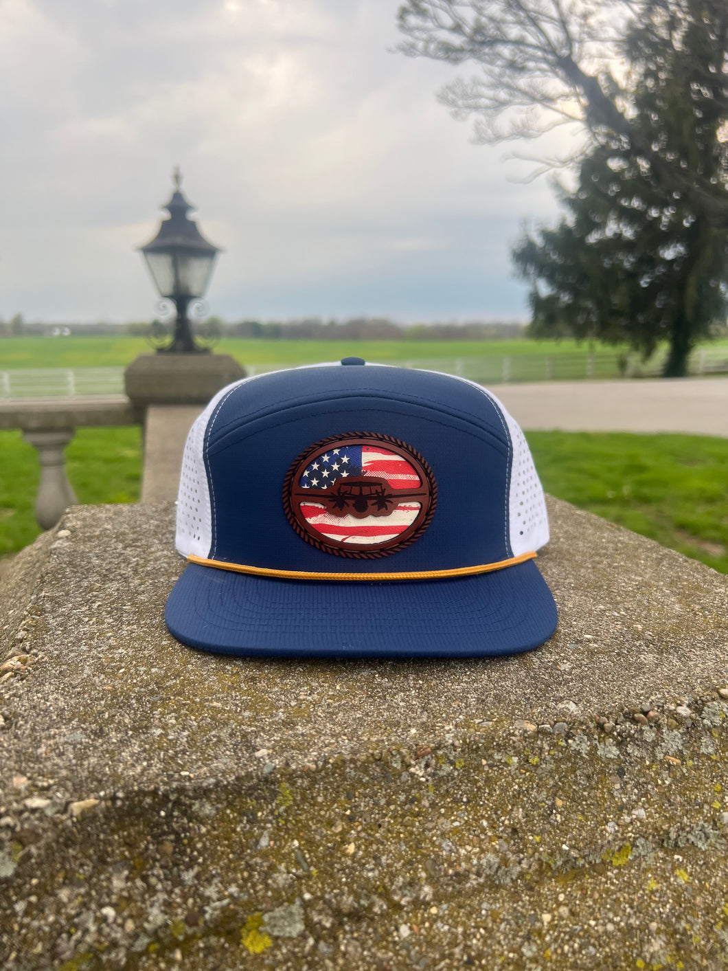 E-2 Hawkeye Leather American Flag Hat