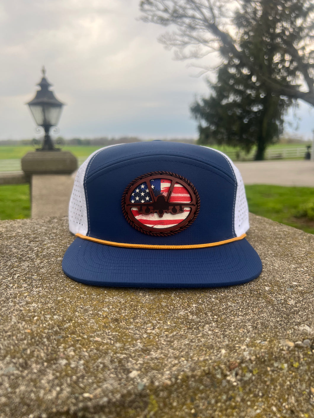 F-18 Rhino Leather American Flag Hat