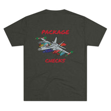 Load image into Gallery viewer, F-18 Christmas Package Checks Tri-Blend Crew Tee
