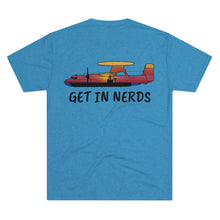 Load image into Gallery viewer, E-2 Sunset Theme - &quot;Get In Nerds&quot; Men&#39;s Tri-Blend Crew Tee
