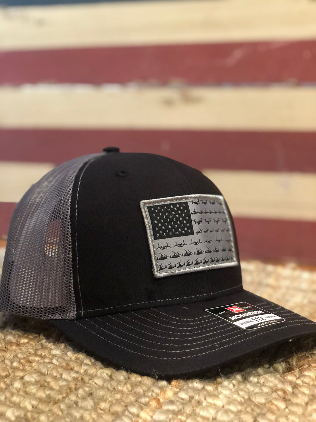 Grey/Black Osprey Flag Trucker Hat
