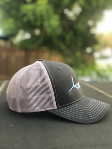 ‘Mercia V-22 Hat Black on Charcoal